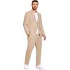 COOFANDY Men’s 2 Piece Linen Suits Set Regular Fit Casual Lightweight Linen Suit Blazer Jacket and Pants(Khaki)