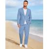 COOFANDY Men’s 2 Piece Linen Suits Set Regular Fit Casual Lightweight Linen Suit Blazer Jacket and Pants(Light Blue)