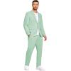 COOFANDY Men’s 2 Piece Linen Suits Set Regular Fit Casual Lightweight Linen Suit Blazer Jacket and Pants(Light Green)
