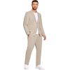 COOFANDY Men’s 2 Piece Linen Suits Set Regular Fit Casual Lightweight Linen Suit Blazer Jacket and Pants(Light Khaki)