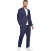 COOFANDY Men’s 2 Piece Linen Suits Set Regular Fit Casual Lightweight Linen Suit Blazer Jacket and Pants(Navy Blue)