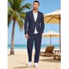 COOFANDY Men’s 2 Piece Linen Suits Set Regular Fit Casual Lightweight Linen Suit Blazer Jacket and Pants(Navy Blue)