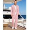 COOFANDY Men’s 2 Piece Linen Suits Set Regular Fit Casual Lightweight Linen Suit Blazer Jacket and Pants(Pink)