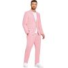 COOFANDY Men’s 2 Piece Linen Suits Set Regular Fit Casual Lightweight Linen Suit Blazer Jacket and Pants(Pink)