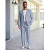 COOFANDY Men’s Linen Suits 2 Piece Regular Fit Suits Set Casual Lightweight Blazer Jacket and Pants for Summer Wedding(Light Blue)