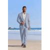 COOFANDY Men’s Linen Suits 2 Piece Regular Fit Suits Set Casual Lightweight Blazer Jacket and Pants for Summer Wedding(Light Blue)