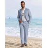 COOFANDY Men’s Linen Suits 2 Piece Regular Fit Suits Set Casual Lightweight Blazer Jacket and Pants for Summer Wedding(Light Blue)