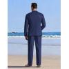 COOFANDY Men’s Linen Suits 2 Piece Regular Fit Suits Set Casual Lightweight Blazer Jacket and Pants for Summer Wedding(Navy Blue)