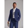 COOFANDY Men’s Linen Suits 2 Piece Regular Fit Suits Set Casual Lightweight Blazer Jacket and Pants for Summer Wedding(Navy Blue)