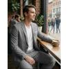 COOFANDY Men’s Suits 2 Piece Classic Fit Casual Suits Sets 2 Button Blazer Jacket And Dress Pants For Wedding Business Prom(Light Grey)