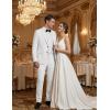 COOFANDY Men’s Suits 2 Piece Classic Fit Casual Suits Sets 2 Button Blazer Jacket And Dress Pants For Wedding Business Prom(White)