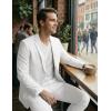 COOFANDY Men’s Suits 2 Piece Classic Fit Casual Suits Sets 2 Button Blazer Jacket And Dress Pants For Wedding Business Prom(White)