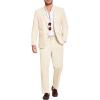 COOFANDY Men’s 2 Piece Linen Suits Set Regular Fit Casual Lightweight Linen Suit Blazer Jacket and Pants(Beige)