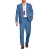 COOFANDY Men’s 2 Piece Linen Suits Set Regular Fit Casual Lightweight Linen Suit Blazer Jacket and Pants(Blue)