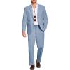 COOFANDY Men’s 2 Piece Linen Suits Set Regular Fit Casual Lightweight Linen Suit Blazer Jacket and Pants(Light Blue)