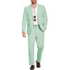 COOFANDY Men’s 2 Piece Linen Suits Set Regular Fit Casual Lightweight Linen Suit Blazer Jacket and Pants(Light Green)