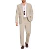 COOFANDY Men’s 2 Piece Linen Suits Set Regular Fit Casual Lightweight Linen Suit Blazer Jacket and Pants(Light Khaki)