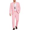 COOFANDY Men’s 2 Piece Linen Suits Set Regular Fit Casual Lightweight Linen Suit Blazer Jacket and Pants(Pink)