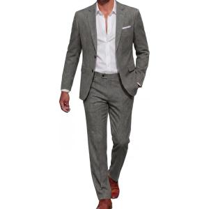 COOFANDY Men’s Suits 2 Piece Classic Fit Casual Suits Sets 2 Button Blazer Jacket And Dress Pants For Wedding Business Prom(Light Grey)