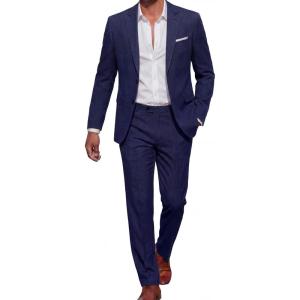 COOFANDY Men’s Suits 2 Piece Classic Fit Casual Suits Sets 2 Button Blazer Jacket And Dress Pants For Wedding Business Prom(Navy Blue)