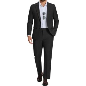 COOFANDY Men’s Suits Regular Fit 2 Piece Suit Set One Button Solid Blazer and Pants for Wedding Prom Casual Business(Black)