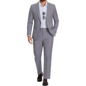 COOFANDY Men’s Suits Regular Fit 2 Piece Suit Set One Button Solid Blazer and Pants for Wedding Prom Casual Business(Light Gray)