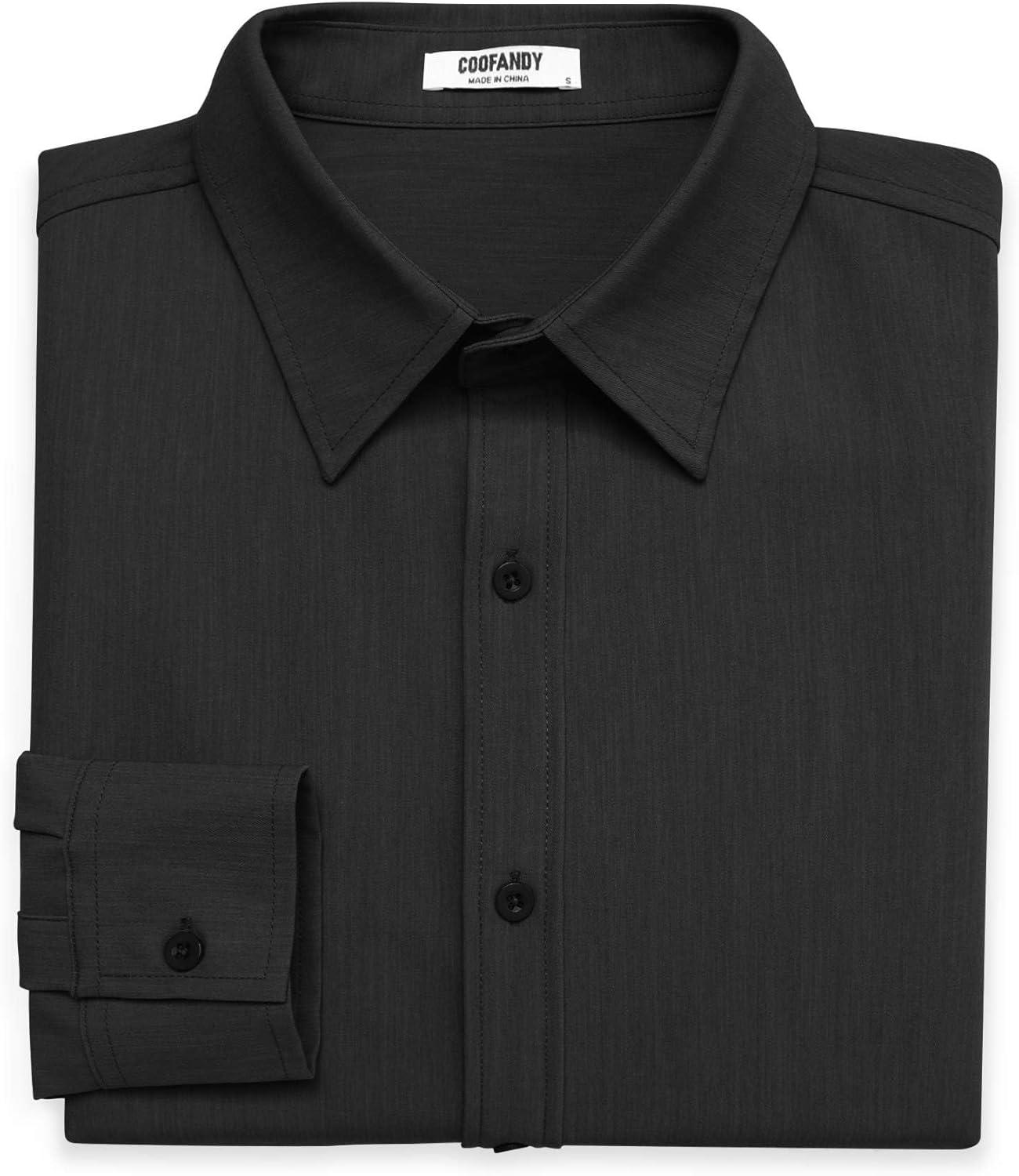 imageCOOFANDY Mens Casual Button Down Long Sleeve Untucked Denim Dress ShirtBlack