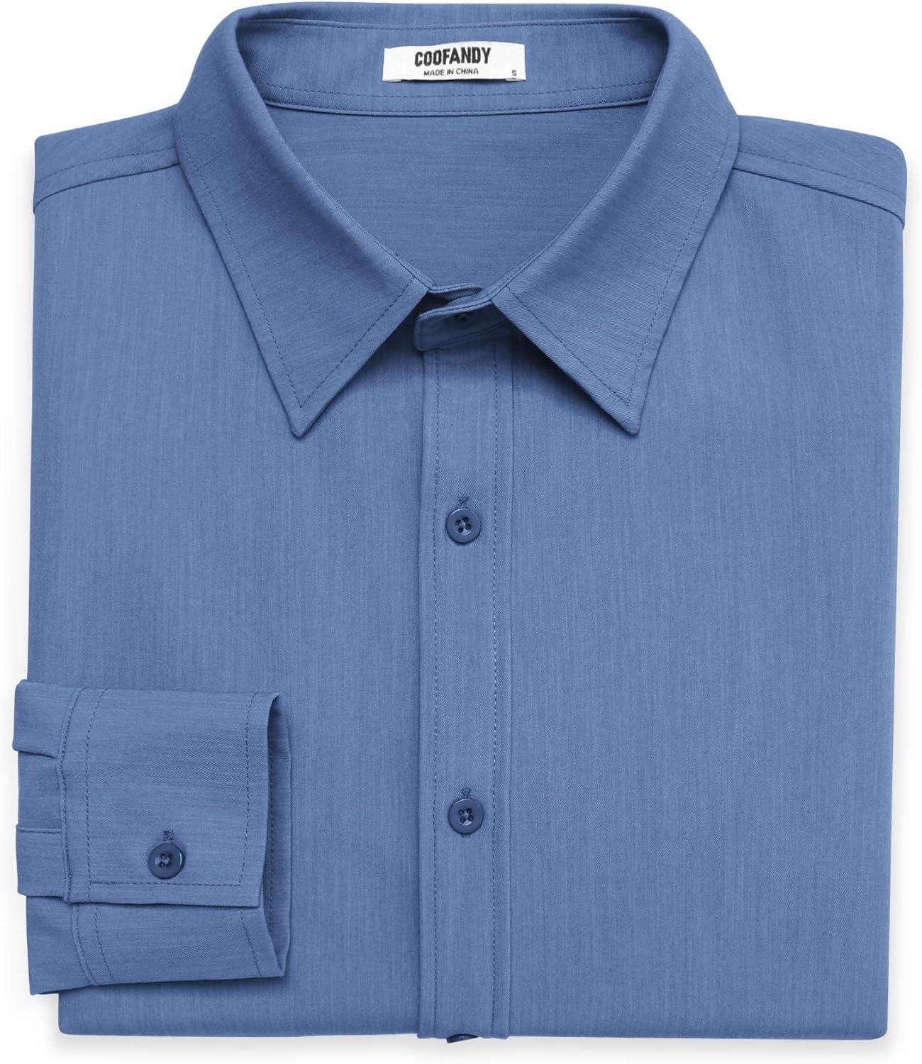 imageCOOFANDY Mens Casual Button Down Long Sleeve Untucked Denim Dress ShirtDenim Blue