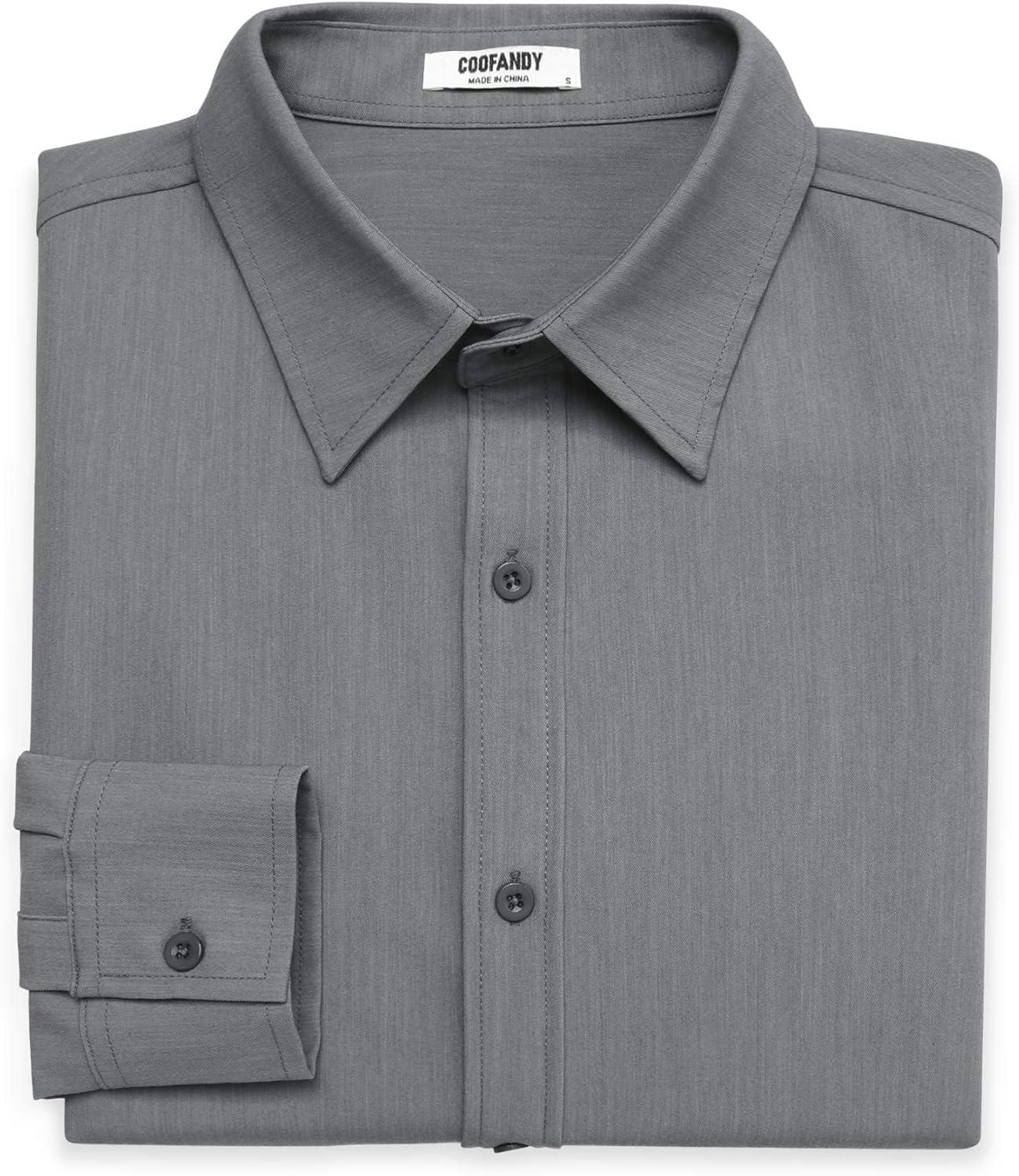 imageCOOFANDY Mens Casual Button Down Long Sleeve Untucked Denim Dress ShirtGrey