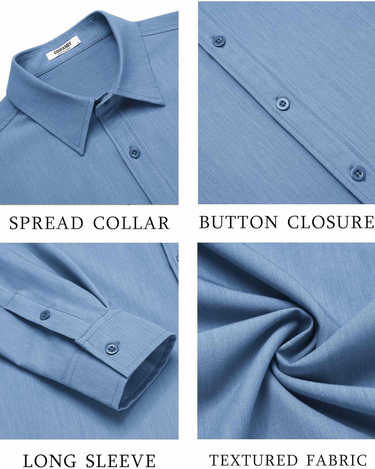 imageCOOFANDY Mens Casual Button Down Long Sleeve Untucked Denim Dress ShirtLight Blue