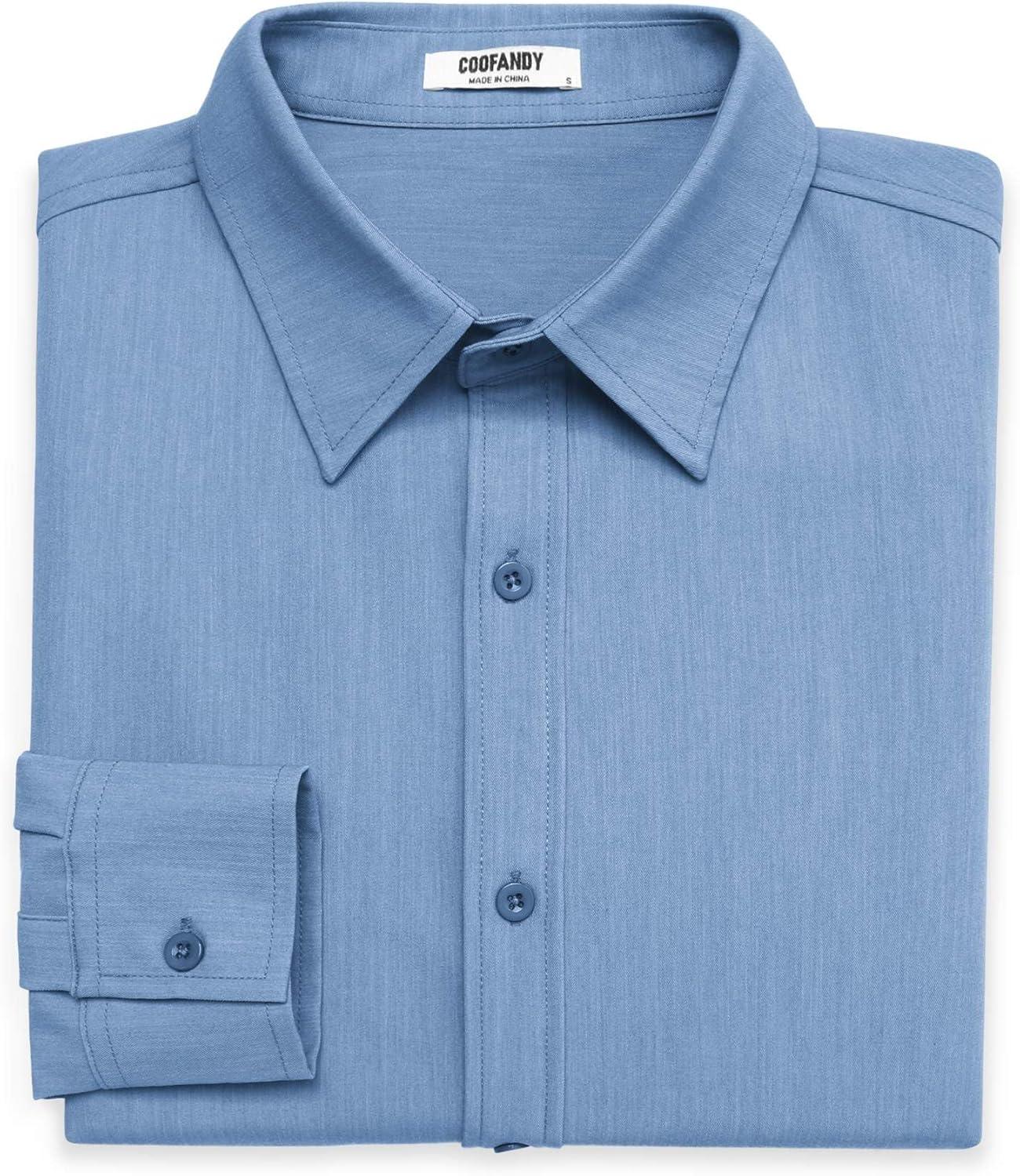 imageCOOFANDY Mens Casual Button Down Long Sleeve Untucked Denim Dress ShirtLight Blue