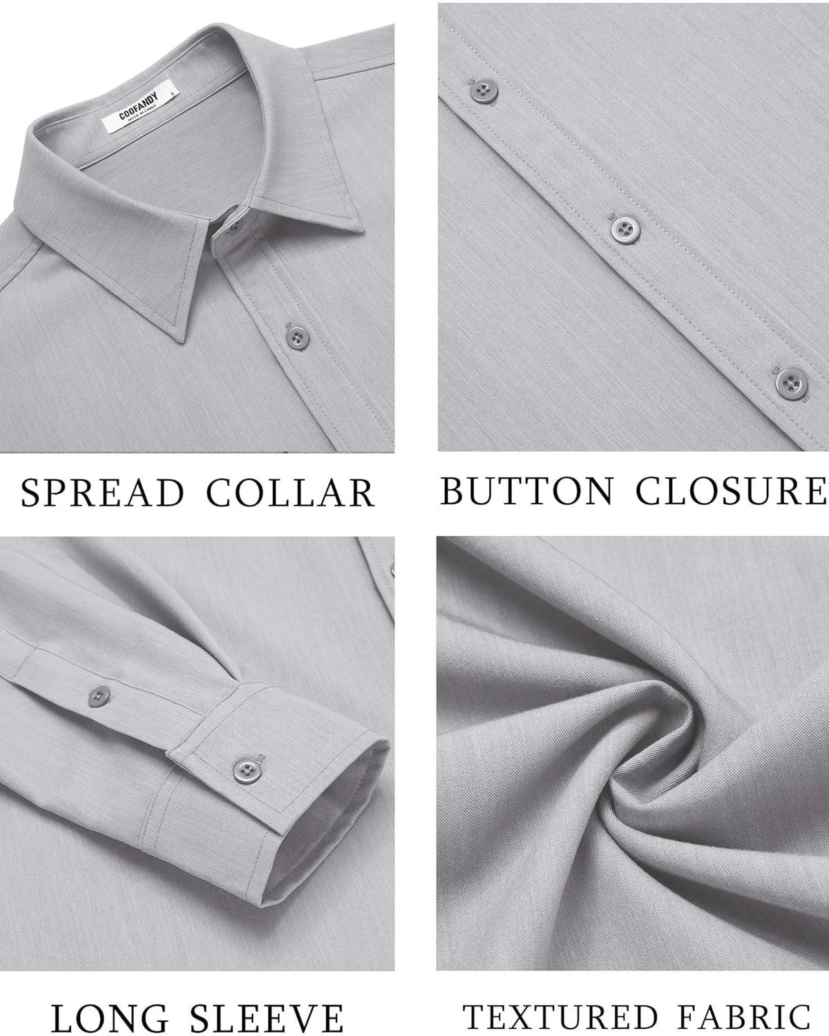 imageCOOFANDY Mens Casual Button Down Long Sleeve Untucked Denim Dress ShirtLight Grey