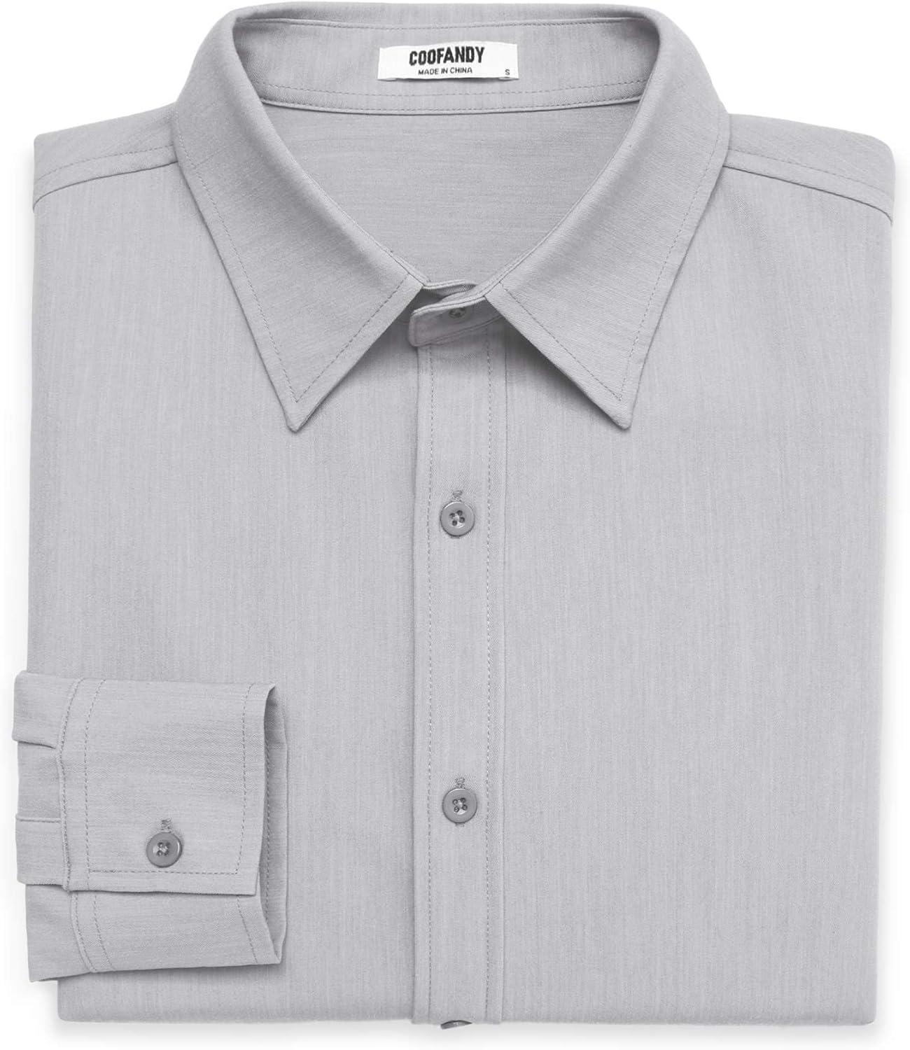 imageCOOFANDY Mens Casual Button Down Long Sleeve Untucked Denim Dress ShirtLight Grey