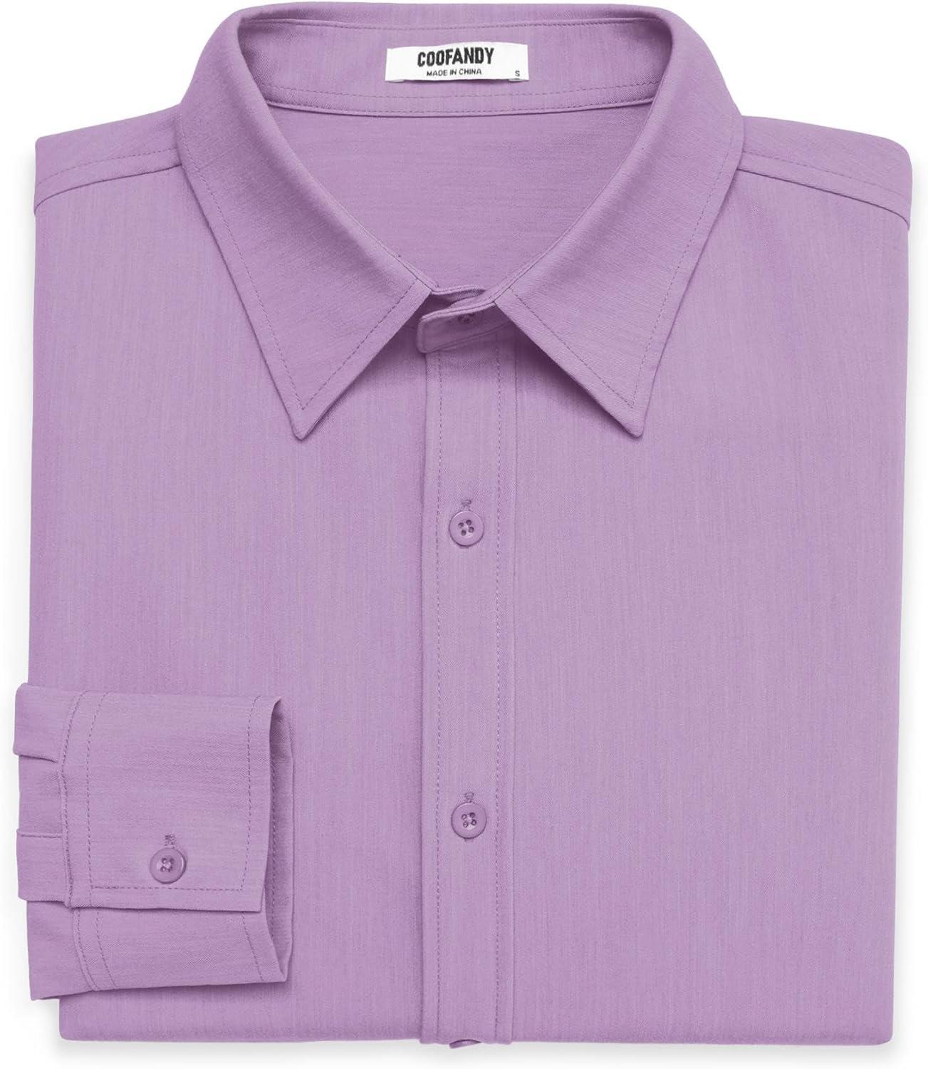 imageCOOFANDY Mens Casual Button Down Long Sleeve Untucked Denim Dress ShirtLight Purple