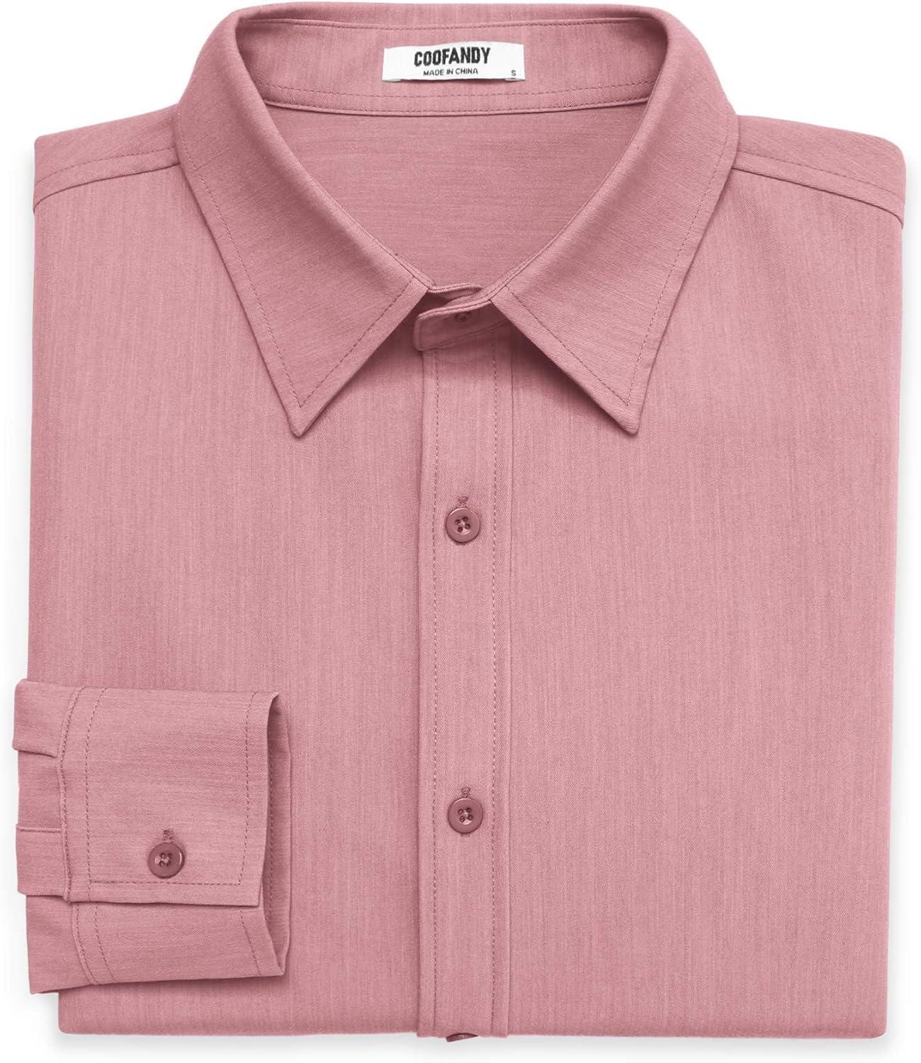 imageCOOFANDY Mens Casual Button Down Long Sleeve Untucked Denim Dress ShirtPurple Red
