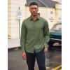 COOFANDY Men’s Casual Button Down Long Sleeve Untucked Denim Dress Shirt(Army Green)
