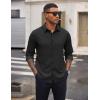 COOFANDY Men’s Casual Button Down Long Sleeve Untucked Denim Dress Shirt(Black)