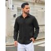 COOFANDY Men’s Casual Button Down Long Sleeve Untucked Denim Dress Shirt(Black)