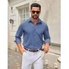 COOFANDY Men’s Casual Button Down Long Sleeve Untucked Denim Dress Shirt(Blue)