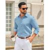 COOFANDY Men’s Casual Button Down Long Sleeve Untucked Denim Dress Shirt(Clear Blue)