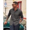 COOFANDY Men’s Casual Button Down Long Sleeve Untucked Denim Dress Shirt(Dark Grey)