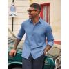COOFANDY Men’s Casual Button Down Long Sleeve Untucked Denim Dress Shirt(Light Blue)
