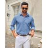 COOFANDY Men’s Casual Button Down Long Sleeve Untucked Denim Dress Shirt(Light Blue)
