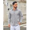 COOFANDY Men’s Casual Button Down Long Sleeve Untucked Denim Dress Shirt(Light Grey)
