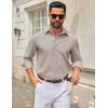 COOFANDY Men’s Casual Button Down Long Sleeve Untucked Denim Dress Shirt(Light Khaki)