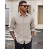 COOFANDY Men’s Casual Button Down Long Sleeve Untucked Denim Dress Shirt(Light Khaki)