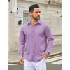 COOFANDY Men’s Casual Button Down Long Sleeve Untucked Denim Dress Shirt(Light Purple)