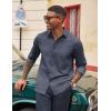 COOFANDY Men’s Casual Button Down Long Sleeve Untucked Denim Dress Shirt(Navy Blue)
