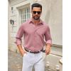 COOFANDY Men’s Casual Button Down Long Sleeve Untucked Denim Dress Shirt(Purple Red)