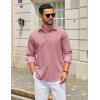 COOFANDY Men’s Casual Button Down Long Sleeve Untucked Denim Dress Shirt(Purple Red)